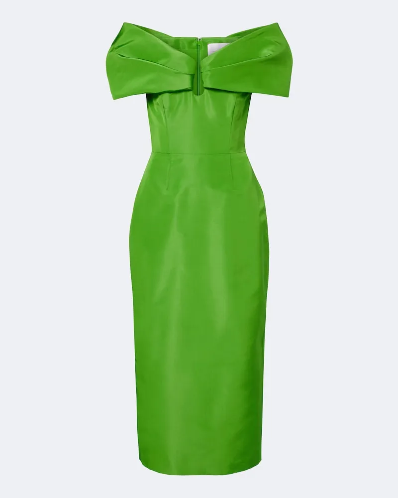 Carolina Herrera New York Abito off-shoulder in faille di seta Verde