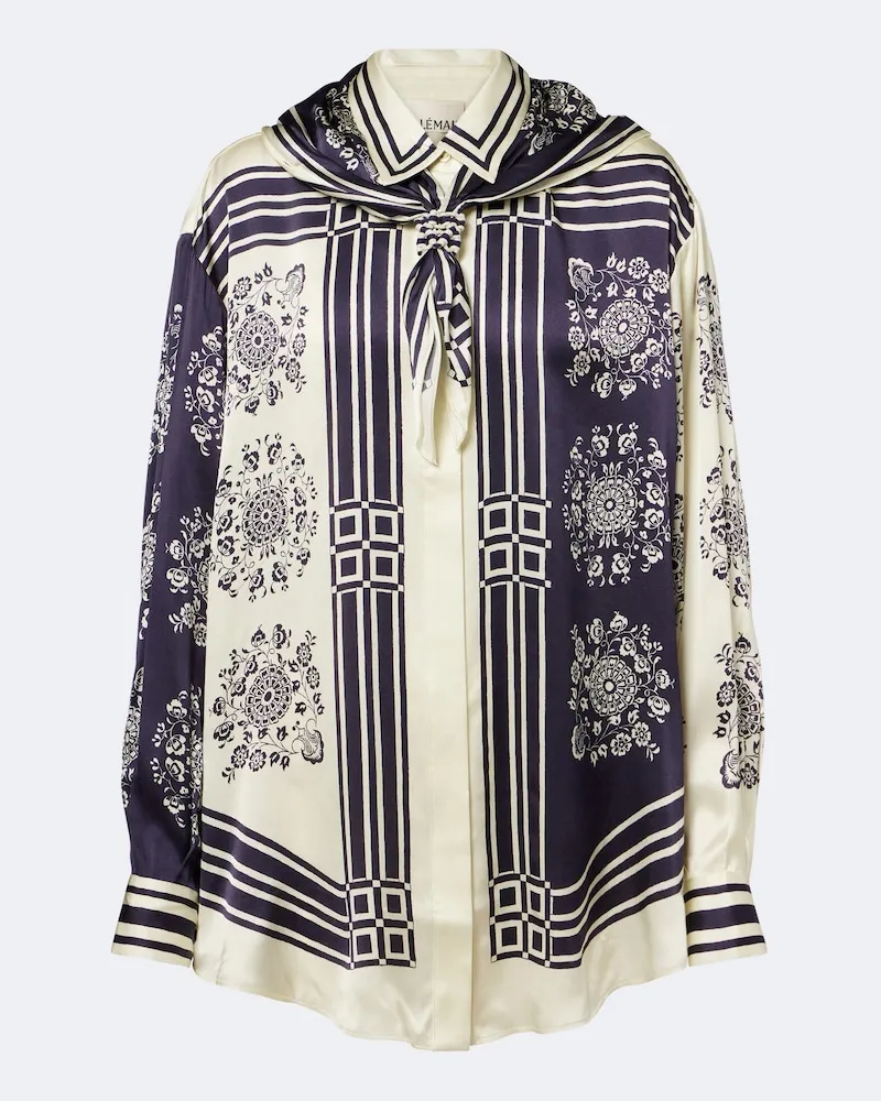 ALEMAIS Alémais Camicia Banderra in seta con stampa Blu