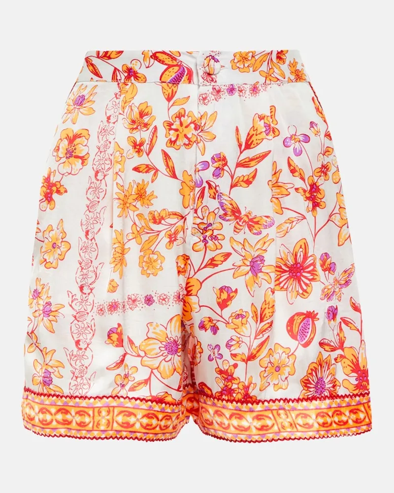 Poupette St Barth Shorts Isabelle in raso con stampa Multicolore