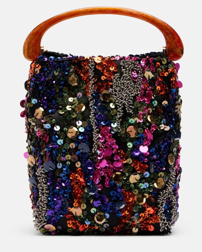 Dries van Noten Borsa Crisp Small in raso con paillettes Multicolore