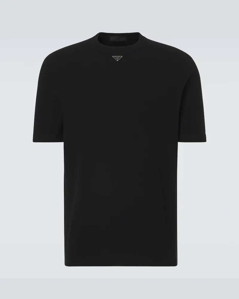 Prada T-shirt in cotone con logo Nero
