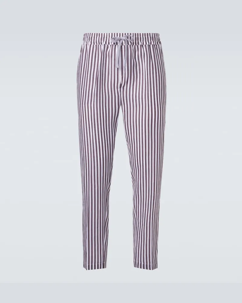 Fedeli Pantaloni regular in lino a righe Marrone