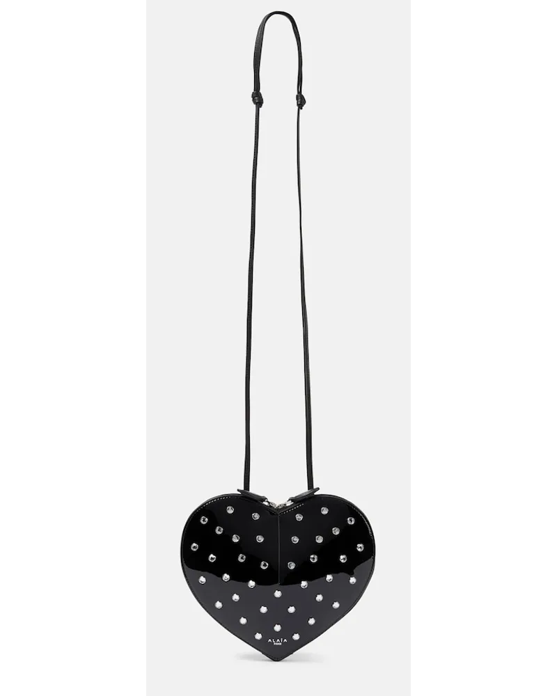 Alaïa AlaÃ¯a Borsa a tracolla Le CÅur in vernice con borchie Nero