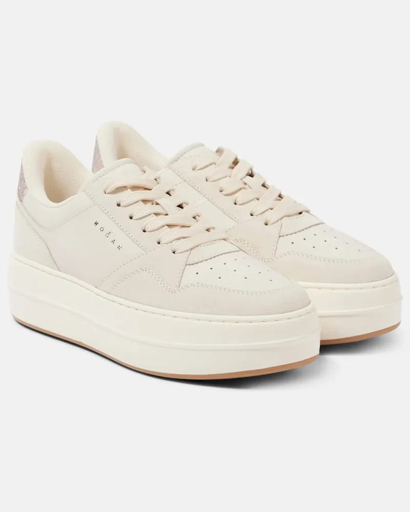 Hogan Sneakers H670 in suede con platform Grigio