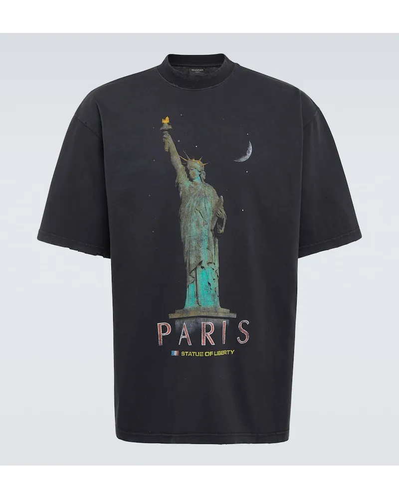 Balenciaga T-shirt Paris Liberty in jersey Nero