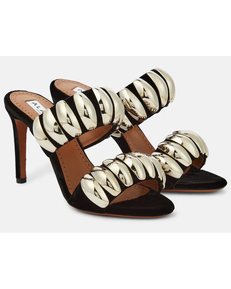 Alaïa AlaÃ¯a Mules Tribale in suede Nero