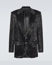 Tom Ford Blazer in velluto con stampa leopardata Nero