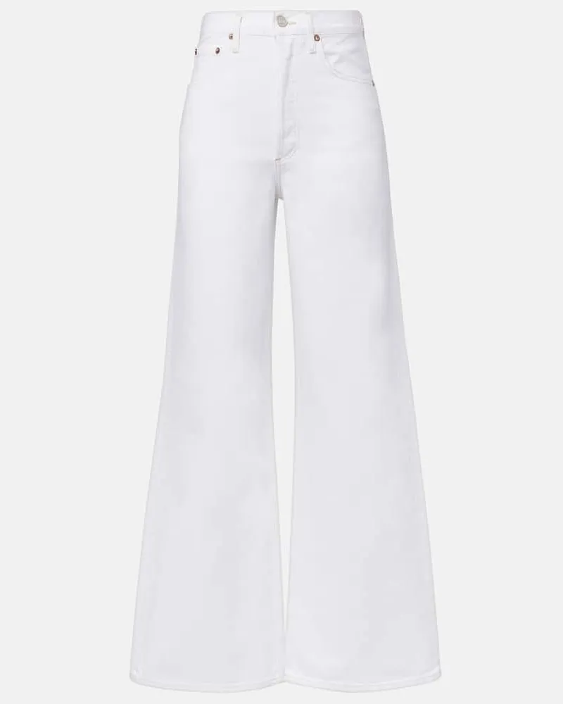 AGOLDE Jeans Dame a gamba larga e vita alta Bianco