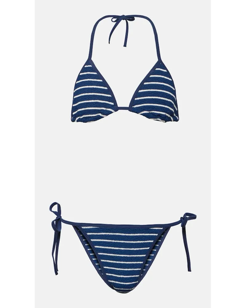 Hunza G Bikini Gina a righe Blu