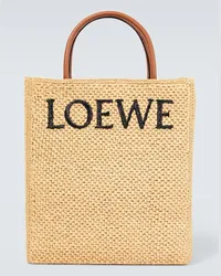 Loewe Borsa in rafia con logo Beige