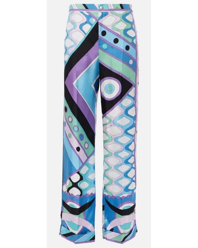 Emilio Pucci Pantaloni a gamba larga Vivara in seta Multicolore