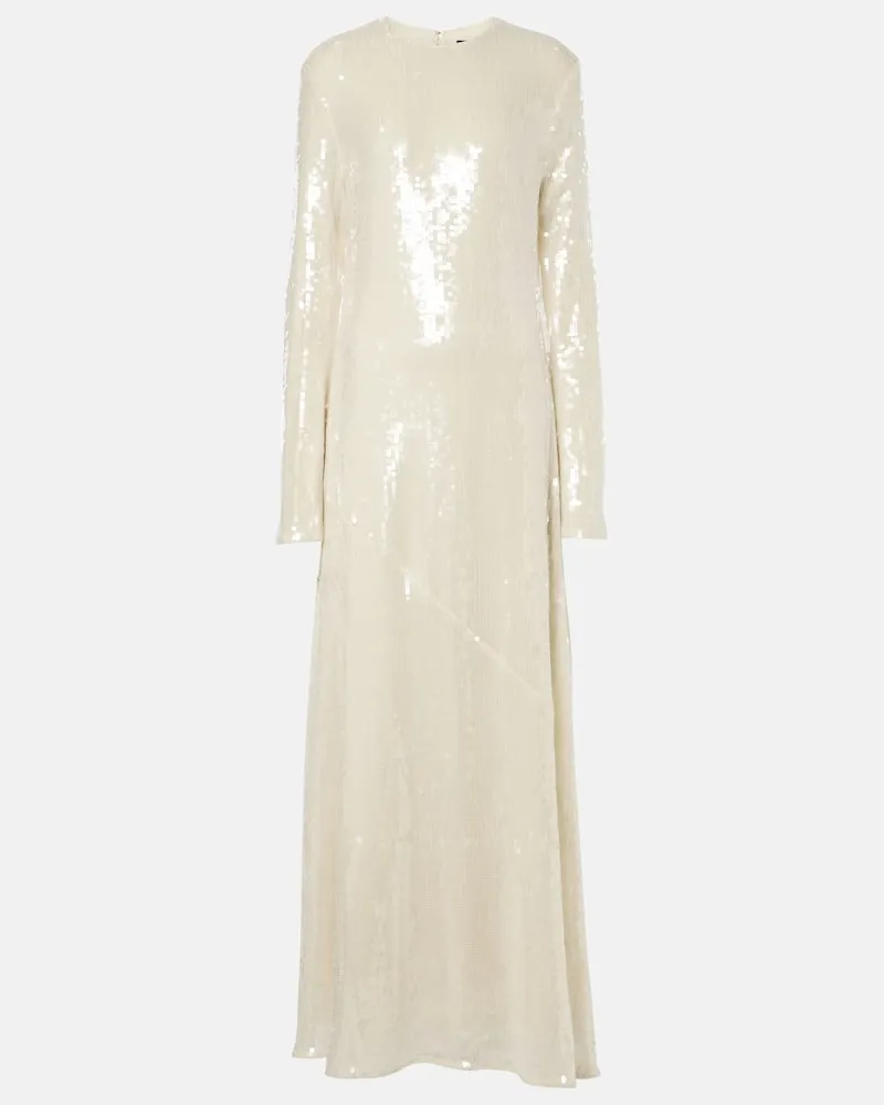 ROTATE Birger Christensen Abito lungo con paillettes Bianco