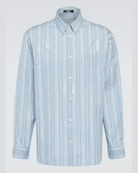 Versace Camicia in popeline di cotone a righe Blu