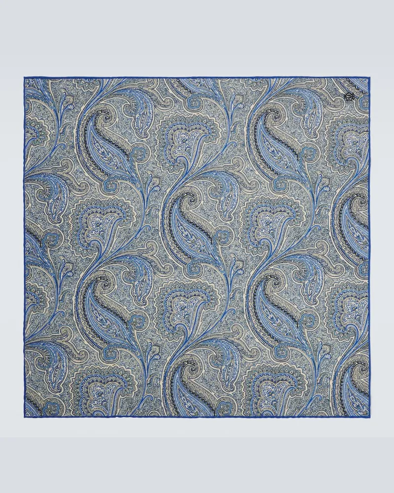 Dunhill Fazzoletto da taschino in seta con stampa Blu