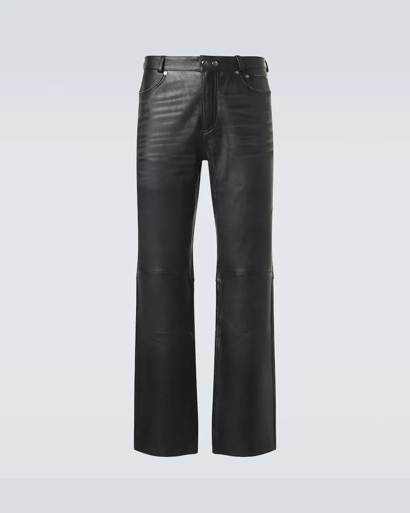 Our Legacy Pantaloni regular Carlson Cut in pelle Nero