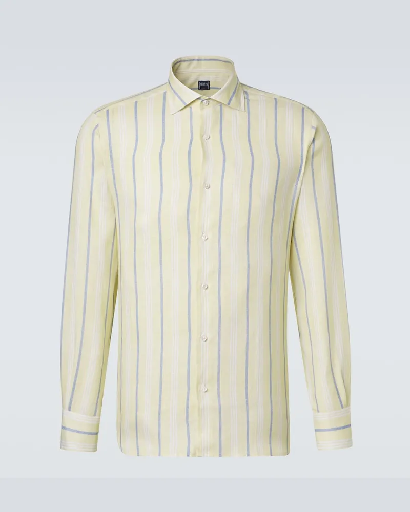 Fedeli Camicia in lino a righe Giallo