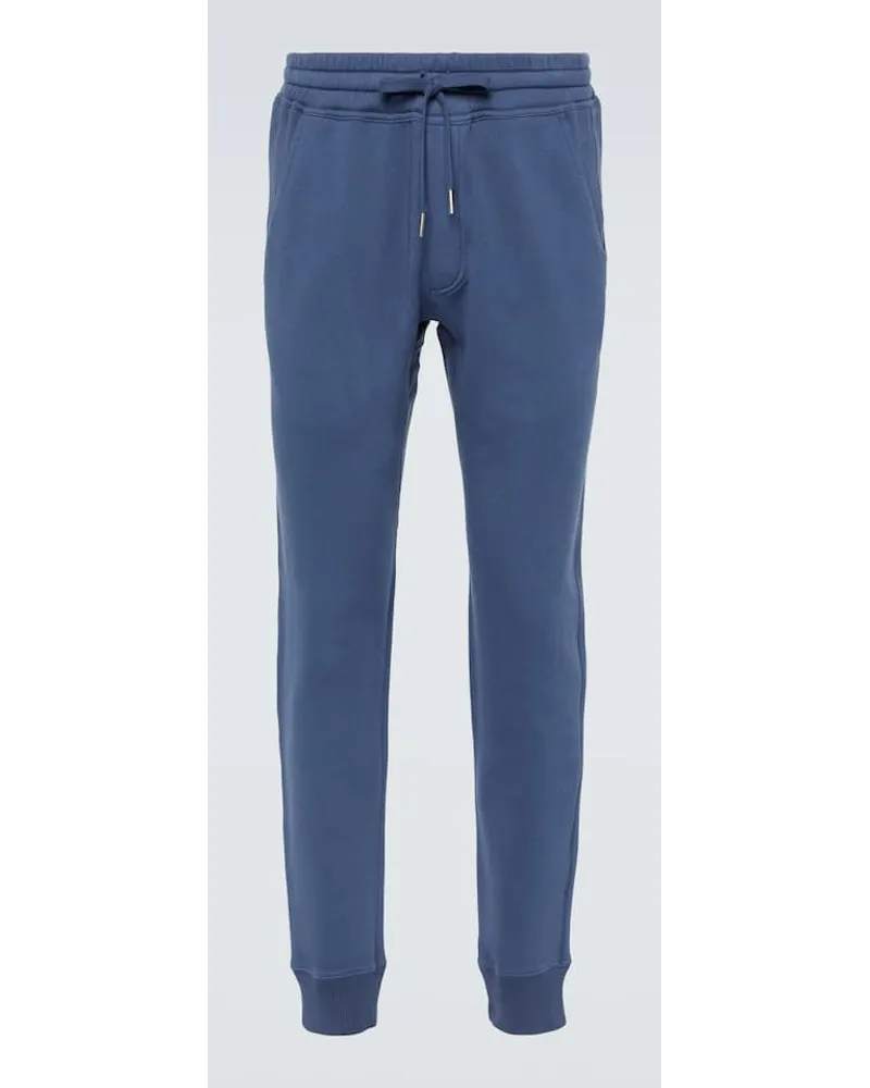 Tom Ford Pantaloni sportivi in jersey di cotone Blu