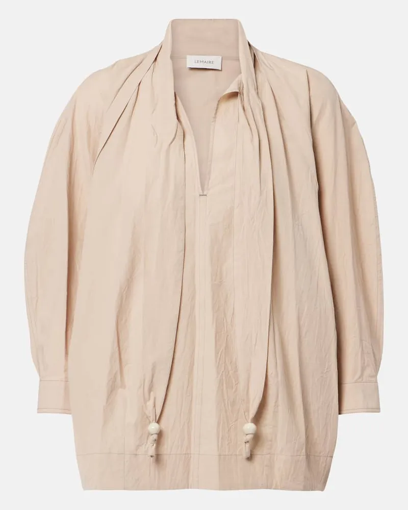 Christophe Lemaire Blusa in crÃªpe di cotone con fiocco Beige