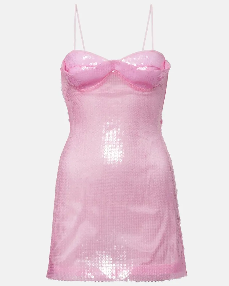 David Koma Abito corto con paillettes Rosa