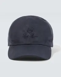 Loro Piana Cappello da baseball in suede con logo Blu