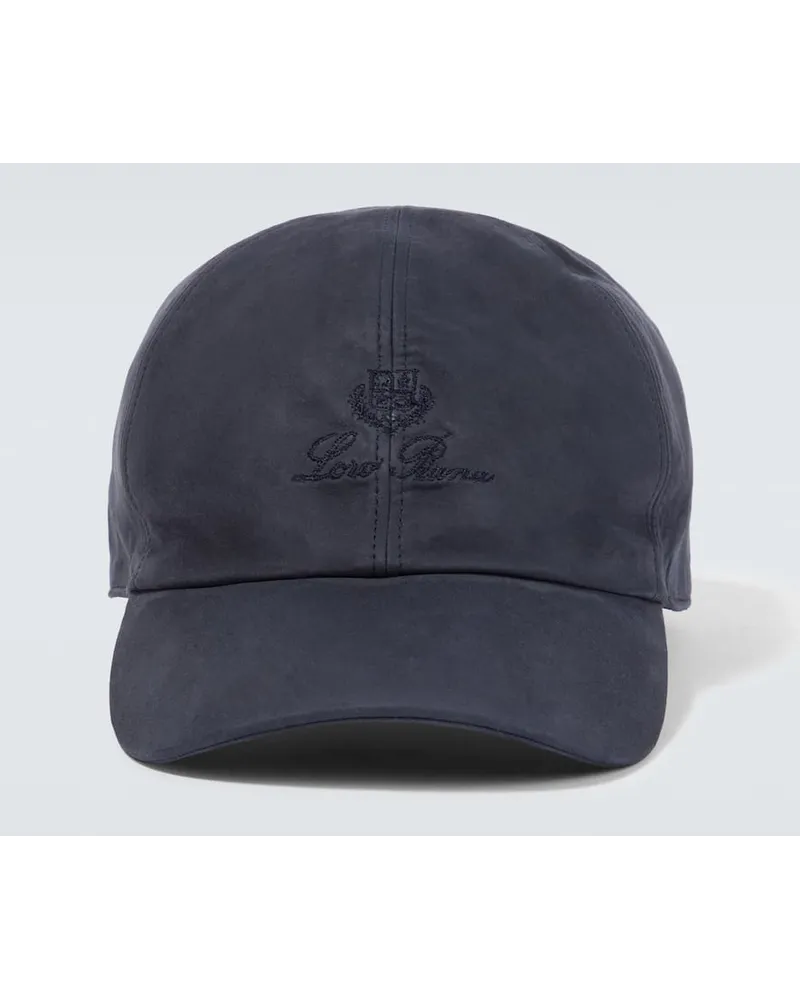 Loro Piana Cappello da baseball in suede con logo Blu