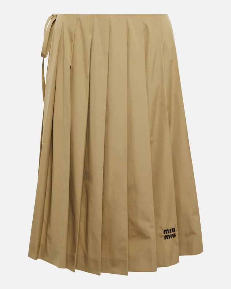 Miu Miu Gonna midi in cotone Beige