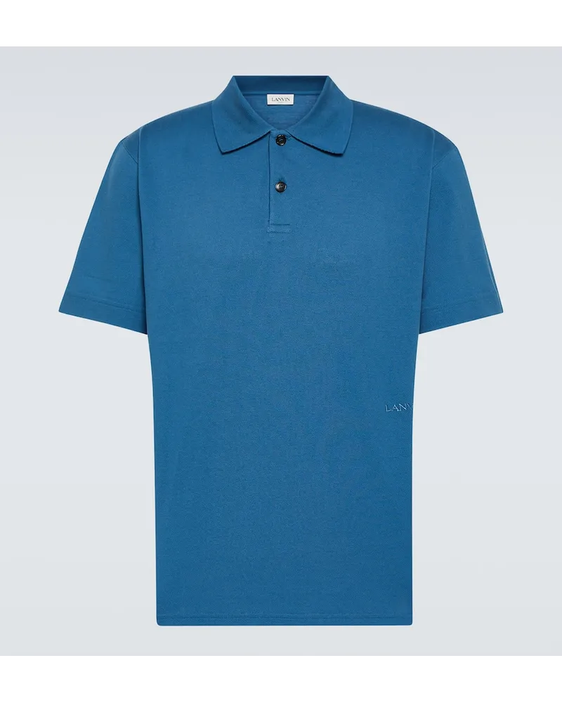 Lanvin Polo Curb oversize in piqué Blu