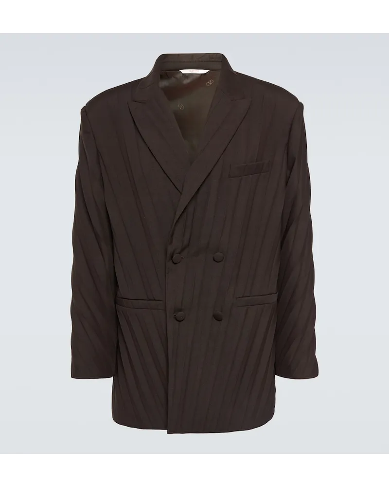 Valentino Garavani Blazer doppiopetto con pieghe Marrone