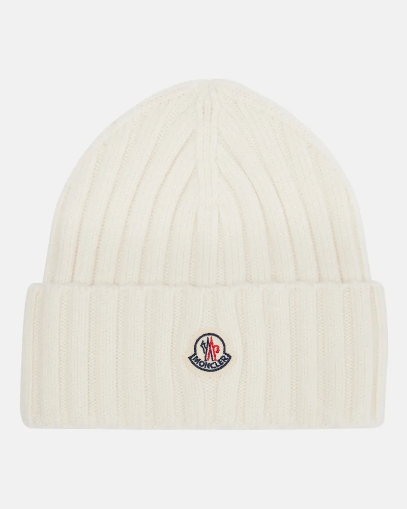 Moncler Berretto in lana vergine con logo Bianco
