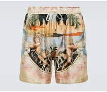 Shorts in seta con stampa