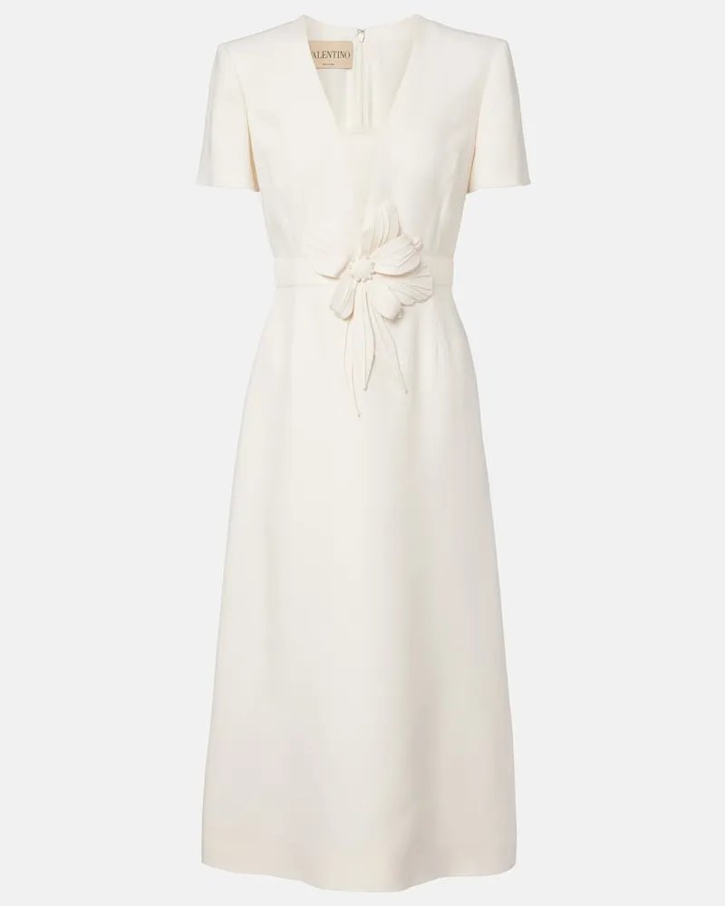 Valentino Garavani Abito midi in Crepe Couture con applicazione Bianco