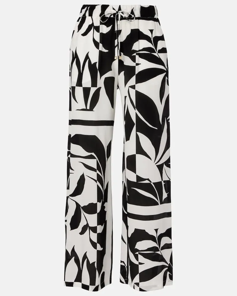 Max Mara Pantaloni a palazzo Voto in seta con stampa Bianco