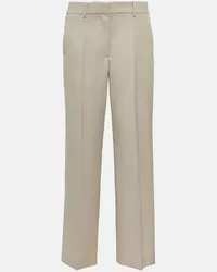 The Row Pantaloni regular in lana a vita alta Beige