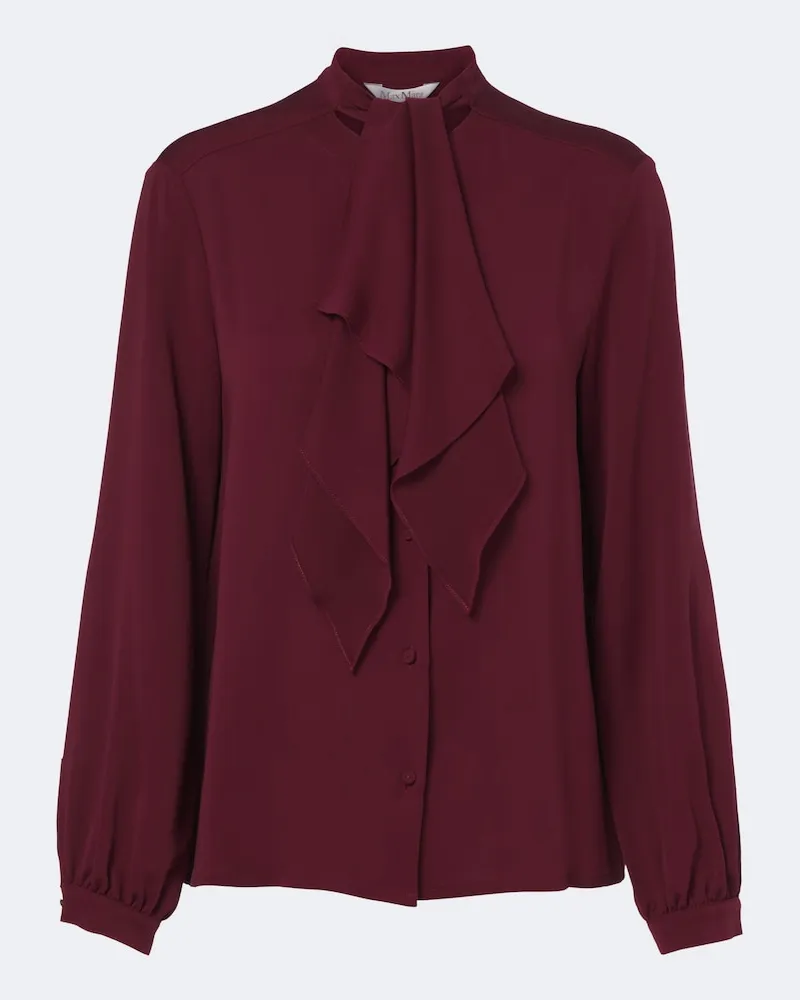 Max Mara Blusa in seta con lavalliere Borgogna