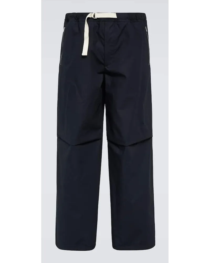 Jil Sander Pantaloni in cotone con zip Blu