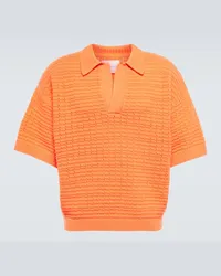 King & Tuckfield Polo in lana traforata Arancione