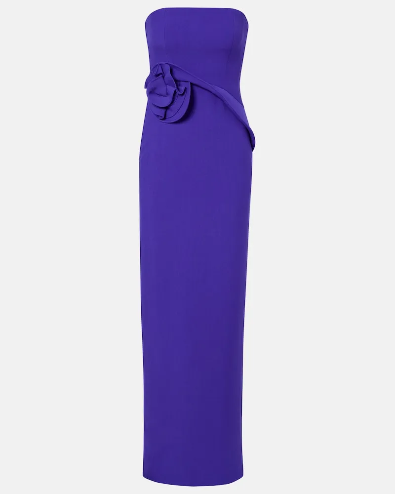 Roland Mouret Abito lungo con applicazioni floreali Viola