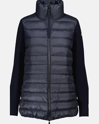 Moncler Cardigan in lana vergine con imbottitura Blu