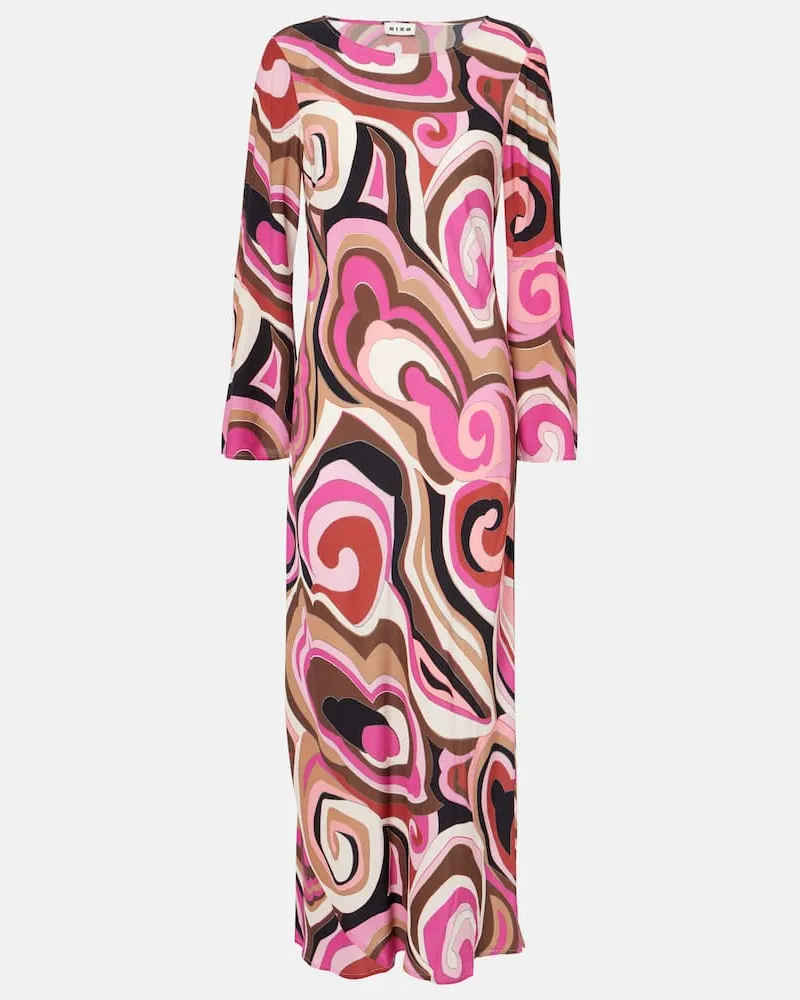 RIXO Abito lungo Alondra con stampa Rosa