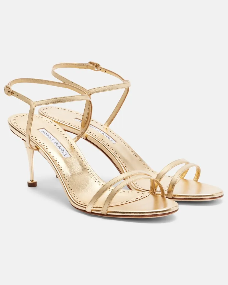 Manolo Blahnik Sandali Ciagalo 70 in pelle metallizzata Oro