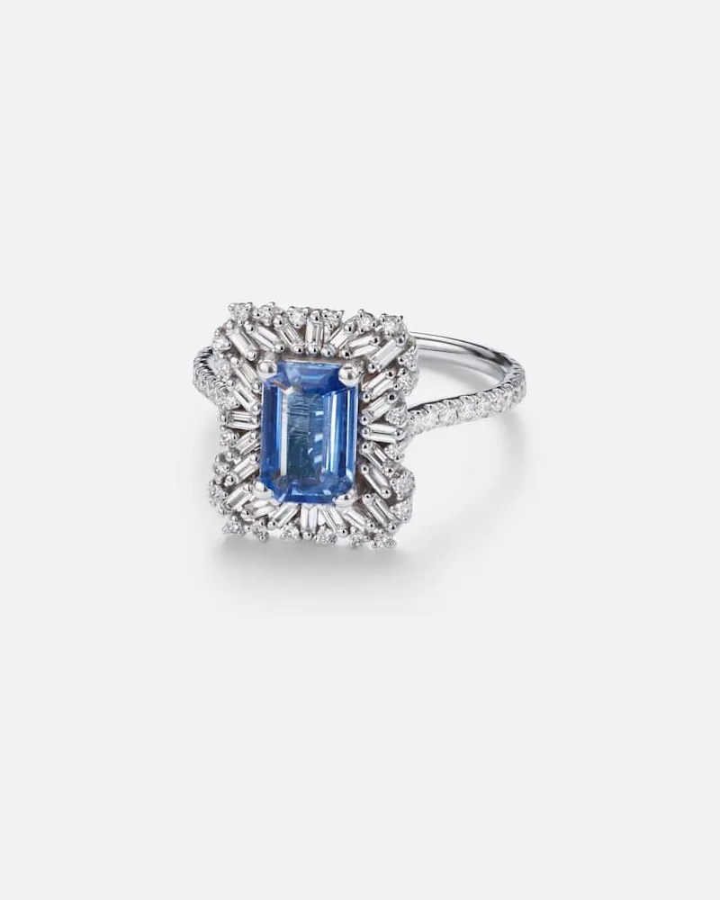 Suzanne Kalan Anello in oro bianco 18kt con zaffiri e diamanti Argento