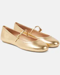 Gianvito Rossi Ballerine Carla in pelle metallizzata Oro