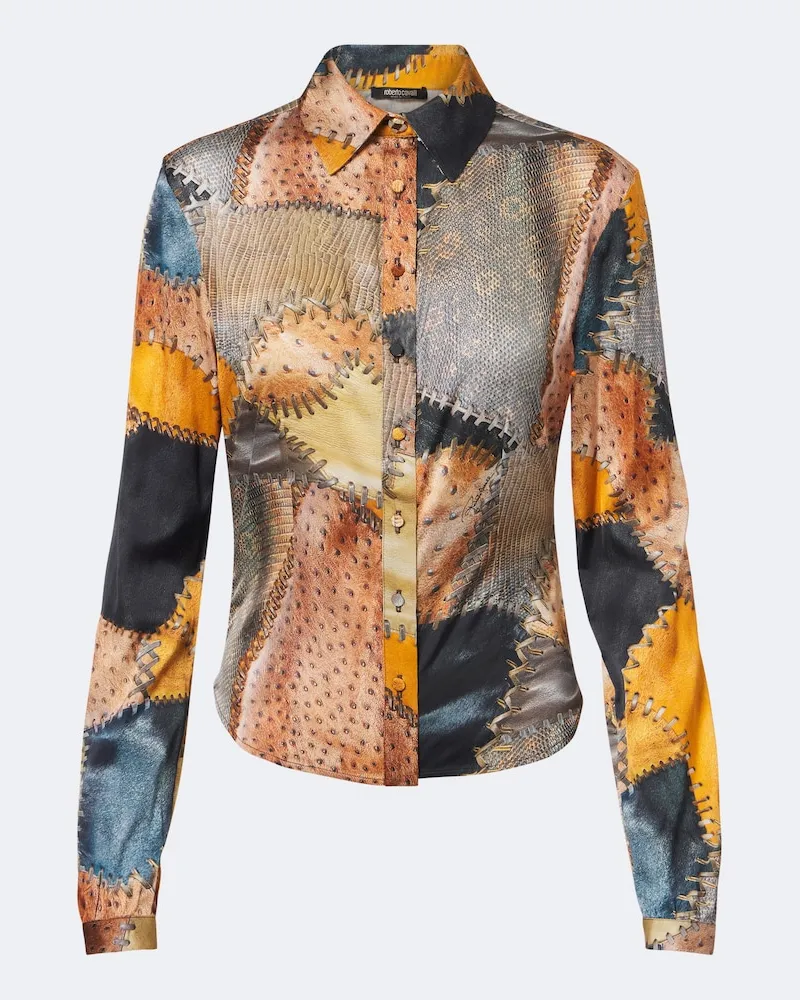 Roberto Cavalli Camicia in seta con stampa Multicolore
