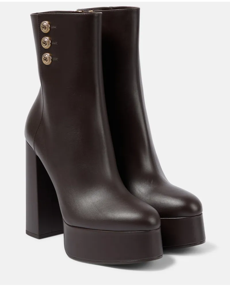 Balmain Stivaletti Brune in pelle con plateau Marrone