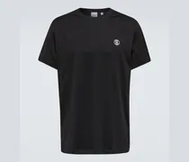 Burberry T-shirt in cotone con logo ricamato Nero