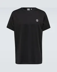 Burberry T-shirt in cotone con logo ricamato Nero