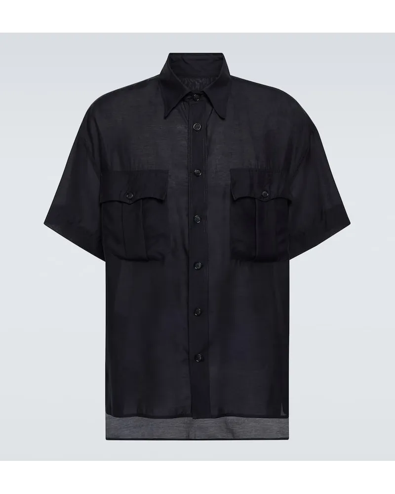 Giorgio Armani Camicia bowling in jersey Blu