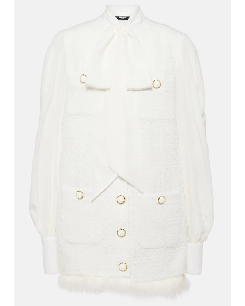 Balmain Miniabito in misto cotone con fiocco Bianco