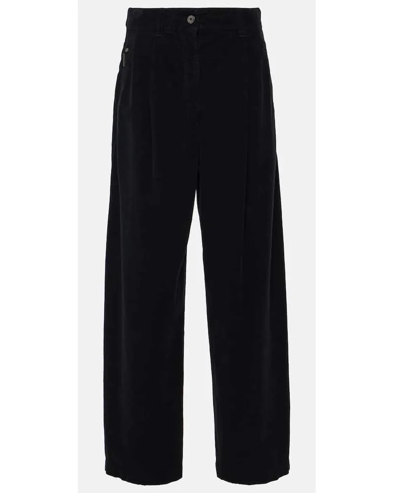 Brunello Cucinelli Pantaloni regular in velluto Nero