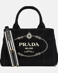 Prada Borsa Small in canvas con logo Nero